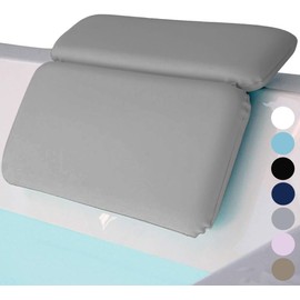 Gorilla Grip Bath Pillow for Tub, Improved Suction Cups, Luxury Bathtub Pillows, Headrest for Neck and Back Support, Relaxing Home Spa, Hot Tub and Bathroom Essentials, Gifts for Women, 2 Panel Gray