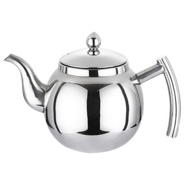 COLLBATH Stainless Steel Teapot with Strainer Compact Tea Kettle for Loose Leaf Brewing for Home Office Tearooms Modern Design Lightweight