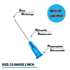 TIKAPLAS 23 Gauge 1inch Luer Lock Dispensing Accessorie, Individual Packaged, Pack of 100