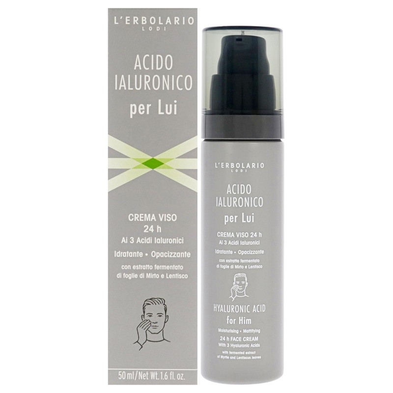 Hyaluronic Acid Moisturisin Mattifying Face Cream by LErbolario for Men