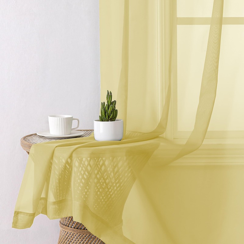 Aiyufeng Yellow Sheer Curtains 2 Panel Sets 84 Inches Long