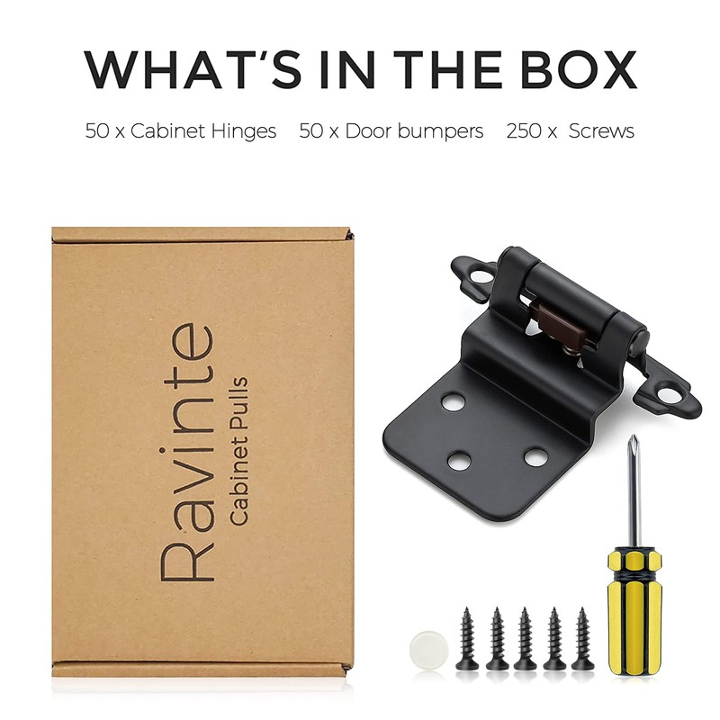 Ravinte 50Pack 25Pairs 3/8inch Inset Cabinet Door Hinges Kitchen Cabinet