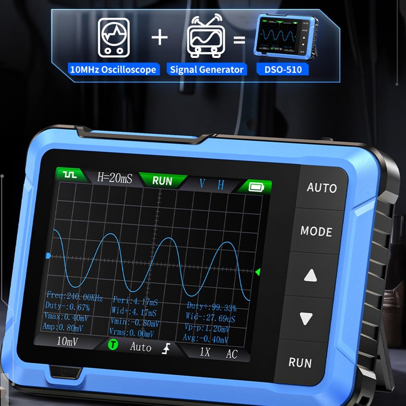 DEWIN Oscilloscope, DSO510 Handheld Oscilloscope 2-in-1 Oscilloscope Signal Generator 48