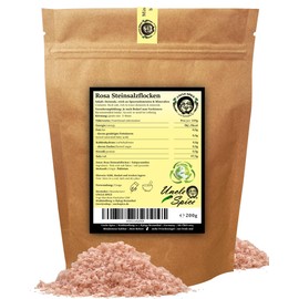 UNCLE SPICE® rosa Himalaya Salzflocken, 200g pink Himalayasalz aus Pakistan, Steinsalz, Kristall-Salzflocken reich an Mineralien, feines Salz ideal für Steaks, pink salt, Salzblume