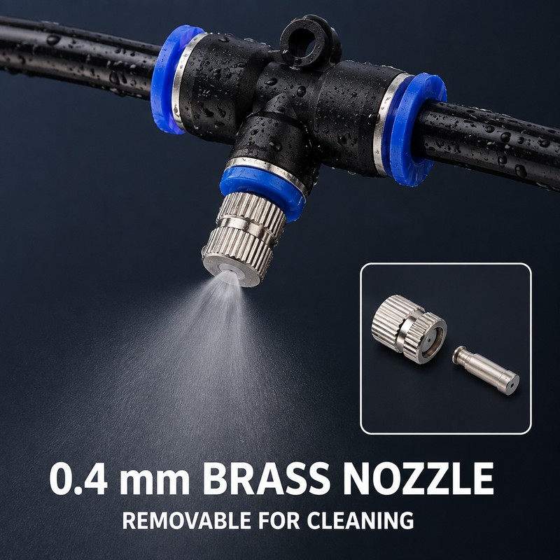 Outdoor Patio Misting System, 20–59 ft with 6–26 Brass Nozzles
