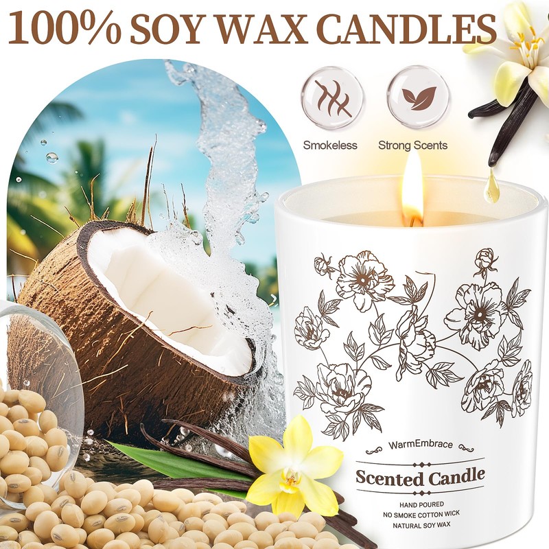 WarmEmbrace Deluxe Scented Candle for Women & Men, Vanilla Coconut,