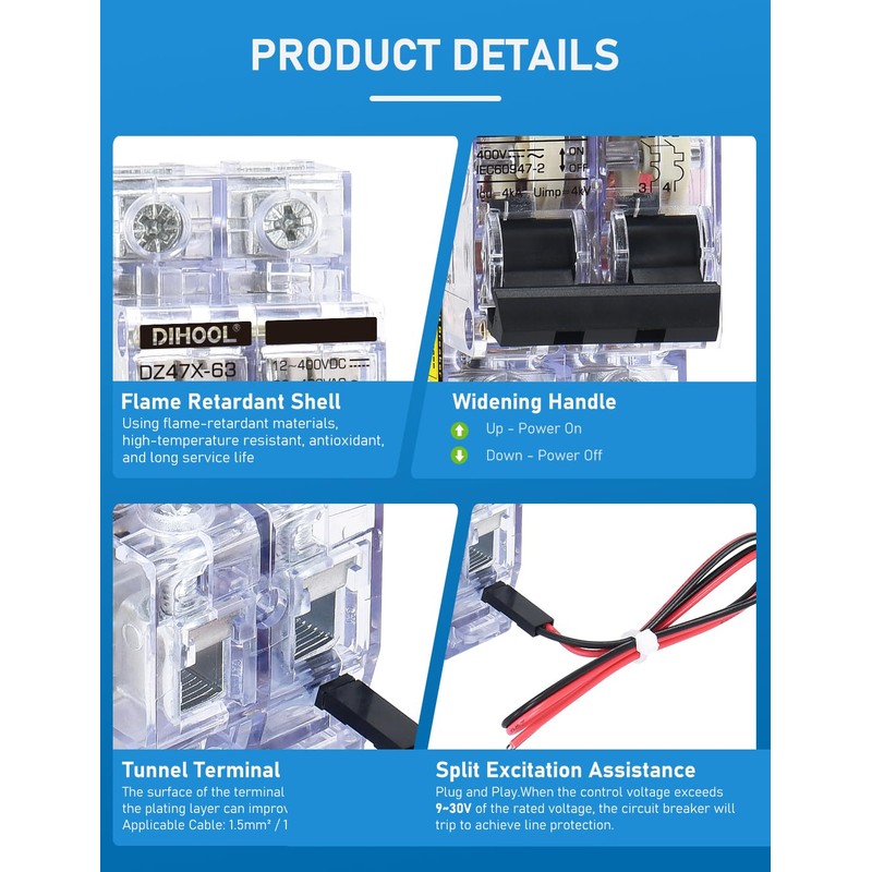 DIHOOL 30A DC Circuit Breaker with Remote Control, 12V-400V DC