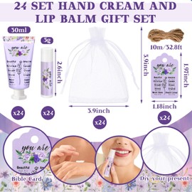 Swiffen 24 Sets Christian Hand Cream and Lip Balm Gift Set Hand Cream Gift for Women Travel Size Hand Lotion and Lip Balm Bible Verse Hand Lotion Bulk for Baby Bridal Shower Mom Holiday Gift(Classic)