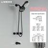 LIWEIKE 3 Handle Tub Shower Faucet, Matte Black Three Handles