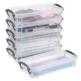 BTSKY 6 Stück stapelbare durchsichtige Stiftebox – Bürobedarf Aufbewahrung Organizer Box Pinselmalstifte Aufbewahrungsbox Aquarellstift Container Zeichnungs-Werkzeuge