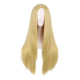 MapofBeauty 28 Inches/70 cm Fashion Monochrome Length Straight Wig High Temperature Fibre Normal Wig (Mixed Golden)