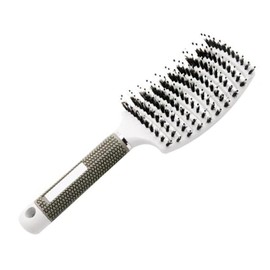 UTSAUTO Boar Bristle Hair Brush, Professional Curved Vented Curly Hair Detangling Brush for Women, Men, Paddle Detangling Brush for Wet Dry Curly Thick Straight Hair, (White)