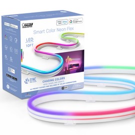 Feit Electric Smart Neon Strip Lights 10FT, Flexible RGBW Color Chasing LED Light Strip, 2.4GHz WiFi Enabled, Works with Alexa and Google Home Assistant, 22W, Music Sync, App Control NF10/CHASE/AG