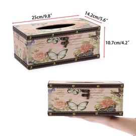 BTSKY Retro Tissue Box Cover，PU Leather Tissue Dispenser Box，Rectangular Tissue Box Holder Napkin Organizer Facial Tissue Dispenser for Bathroom, Dressers，Kitchen and Office