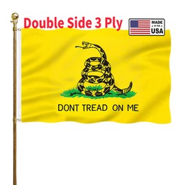 Dont Tread On Me Flag 3x5 Outdoor 240D Heavy Polyester Duty Double Sided 3ply Gadsden Flag Vibrant Colors ​Durable Canvas Header with 2 Brass Grommets Tea Party Rattle Snake Banner