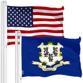 UD_G128 Combo Pack: American USA Flag 3x5 Ft & Connecticut Flag 3x5 Ft, Both Printed 150D Polyester, Indoor/Outdoor, Brass Gromm