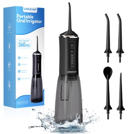 LINKEVAP Water Flosser for Teeth Pick,360ML Rechargeable Travel Oral Irrigator Cleaner,IPX7 Waterproof Daily Dental Care Machine for Home (Black)