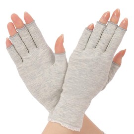 HANDS UP MARKET Gloves, UV Protection, Sun Protection, Women's, Fingercutting, Soy Fiber, Sunscreen, Sunburn, UV Care, Gloves, Driving, Bicycle, Spring and Summer, heather light grey
