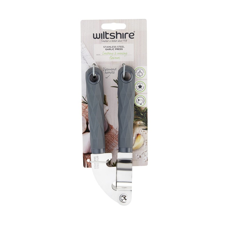 Wiltshire Diamond Handle Garlic Press, Garlic Crusher, Dimensions: 19x5x2cm, Colour: