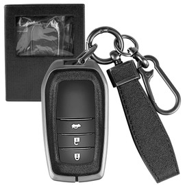 Genuine Leather Key Case for Toyota with Key Holder, Waterproof, Scratch-Resistant, No Signal Obstruction, Gift Box, Zinc Alloy, Shock Resistant, TPU, Fingerprints Free, Black