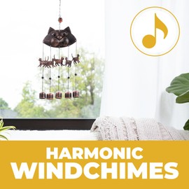 VP Home 20" H Fancy Cat Wind Chimes for Outside Unique Cat Memorial Windchime for Outdoor Decoration and Garden Decor Cat Chimes are for Women, Mom, Grandma, Unisex