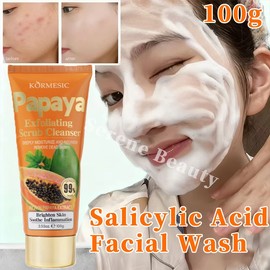 Papaya Facial Wash Oil Control Brightening Treatment Anti Acne Remove Blackheads and Pores For Men & Women 100g Pencuci Muka Scrub Pepaya