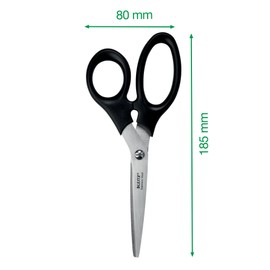 Leitz Stainless Steel Scissors Set 165/185/200 mm, Set of 3 Stainless Steel Scissors in 165; 185 and 200 mm Size on Plastic-Free Hanging Card, 54260095