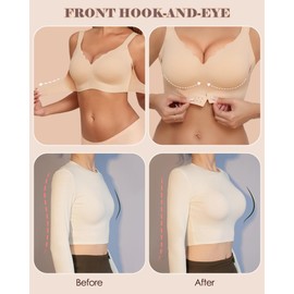 LUXMAY Comfortable Bras for Women Wireless Support no Underwire Full Coverage Everyday Bra Nude XL