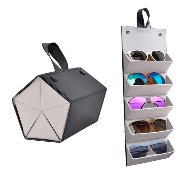 Kenpal Sunglasses Storage Organizer Holder Foldable Travel Case with 5