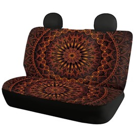 INSTANTARTS Ethnic Mandala Front and Rear Seat Covers Aztec 4-Piece Cushion Protectors Polyester Seat Upholstery Covers for Men Women