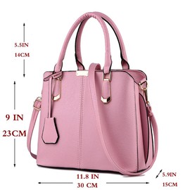 FiveloveTwo Women Lady Elegant Cross-Body Satchel Handbags Tote Purse Top-Handle Shoulder Bags Pink