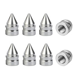 TSUGAMI Car Tire Valve Caps, 8 Pack Spike Aluminium Alloy Auto Air Pressure Stem Caps, Universal Dust-Proof Car Tire Valve Trim Accessories, Fit for Cars, Trucks, SUVs and Motorcycles (Silver)
