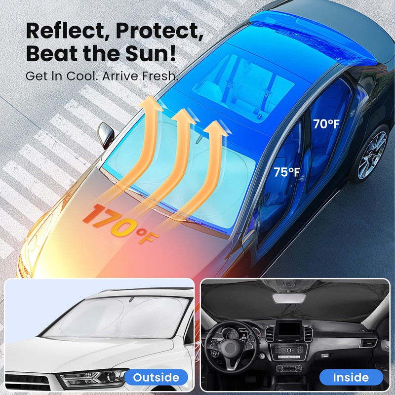 Magnelex Car Windshield Sunshade | Advanced Light-Blocking Protection | Foldable