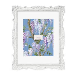 Laura Ashley 11x14 White Ornate Textured Hand-Crafted Resin Picture Frame, Wall Mount, Decorative Floral Design Home Décor, Photo Gallery, Art, More (White, 11x14 (Matted 8x10))