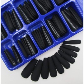 100pc Long Coffin Press on Nails Coffin Shaped Ballerina Matte False Fake Nails Artifical Acrylic Nail Tips Fingernails Extension Decor for Women Girls (Black)