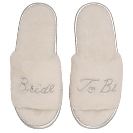 Keanu Ladies Bride to Be Slider Slippers - Faux Fur Glitter Slippers - UK Sizes 3-4, 5-6, & 7-8 (Bride to Be, 3-4)