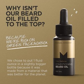 "Michael Strahan Aceite acondicionador para barba para hombres, cuidado y aseo de la piel seca y sensible, Suavizante para barba hidratante, suavizante y calmante con aceite de argán, jojoba y árb