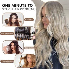 Clip in Synthetic Highlight Hair Extensions Long Wavy 4PCS Thick Hairpieces Ash Brown Mixed Platinum Blonde Fiber Natural Hair Extensions 20 Inch for Women