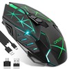 CHONCHOW - mouse inalámbrico para juegos con retroiluminación RGB, recargable,