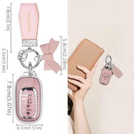 ZELLYA For Honda Key Fob Cover with Fashion Bowknot Diamond Keychain,Enchanting Diamond Patterns Soft Case Fit For 2024 2023 2022 Honda Accord, Civic, HR-V, CR-V, Pilot Remote Smart Car Key