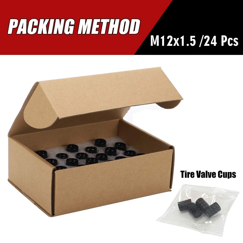 Richeer 12x1.5 ET (Extended) Black Open Ended Lug Nuts for