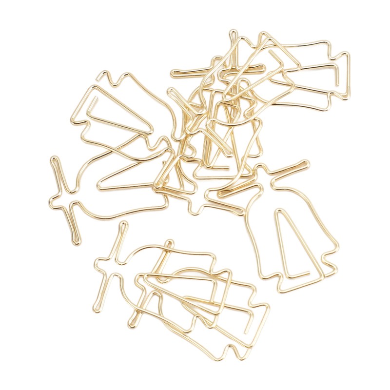 100Pcs Gold Paper Clips Cute Shape Stainless Steel Multifunction Metal