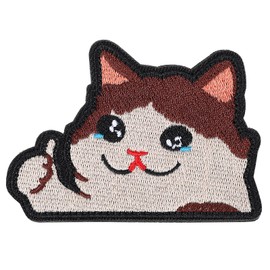 AOZUO Funny Cry Cat Patch, Embroidered Applique Patches, Cute Cat Patches DIY Decal Accessories with Hook Fastener Backing for Tactical Backpacks Dog Harnesses Army Vests Gym Bags Hats Helmets