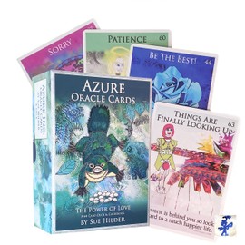 Azure Oracle Cards: Una baraja de tarjetas y guía de 64 bordes plateados