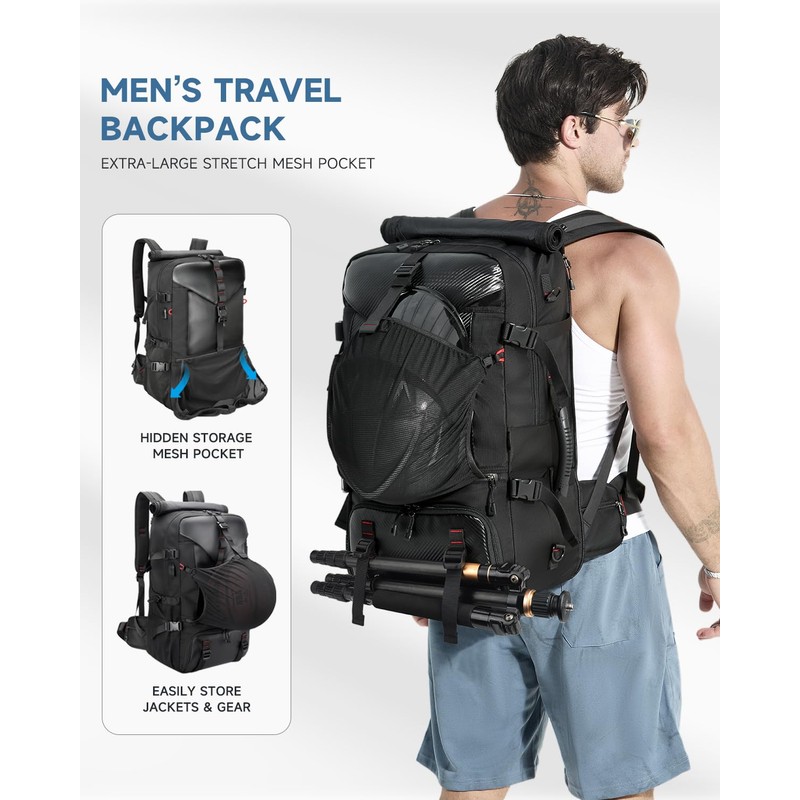 SWICKY Travel Laptop black backpack 50L ，carry on Flight Approved