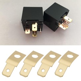 The Lord of the Tools 50Pcs 6.3mm M4 Male Spade Blade Connector Brass Non-Insulated 135 Degree Angle Crimp Terminals Connectors for Boat Automotive Home Electrical Connections (Gold)