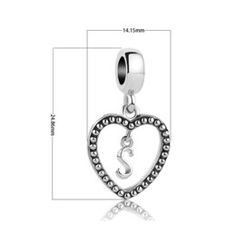 SBI Jewelry Women Heart Letter S Initial Charm for Bracelet Silver Sister Wife Mom Girls Girlfriends Grandma Auntie Niece Cousin Best Friends Family BFF Mothers Day Birthday Anniversary