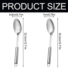 Set of 2 Salad Spoons, Large Spoons, Tablespoons, Serving Utensils, Cooking Utensils, Stainless Steel Serving Spoon and Slotted Spoon Set, Stainless Steel Slotted Spoon, Serving Spoon, Cooking Spoon