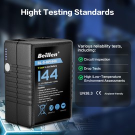 Beillen Mini V-Lock Battery with D Tap/USB C/USB A/BP/, 9800mAh 144Wh 14.52V Maximum Load 180W/15A. V Lock Battery Supports 45W Fast Charging for Camera/Monitor/Camcorder/Video Light