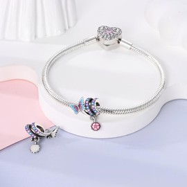 Hapour 925 Sterling Silver Charms for Bracelets Necklace European Jewellery Pendant Beads Poodle Charm for Women Mother, Sterling Silver, Cubic Zirconia